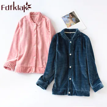 

Long Sleeve Flannel Thicken Warm Sleeping Suit For Sleep Pijame Autumn Winter Couple Clothes Sleep Wear Women Nighty Fdfklak