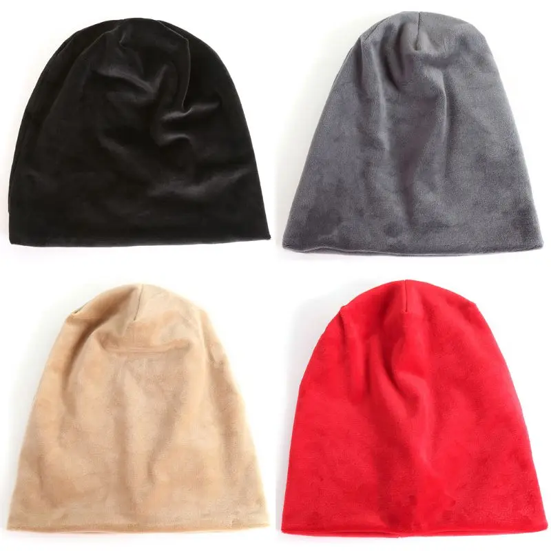Для женщин, мужчин, унисекс, slouky Beanie, бархатная Лыжная шапочка, Осень-зима, толстая теплая, хип-хоп, мешковатые, однотонные шляпы, эластичные, двойной слой