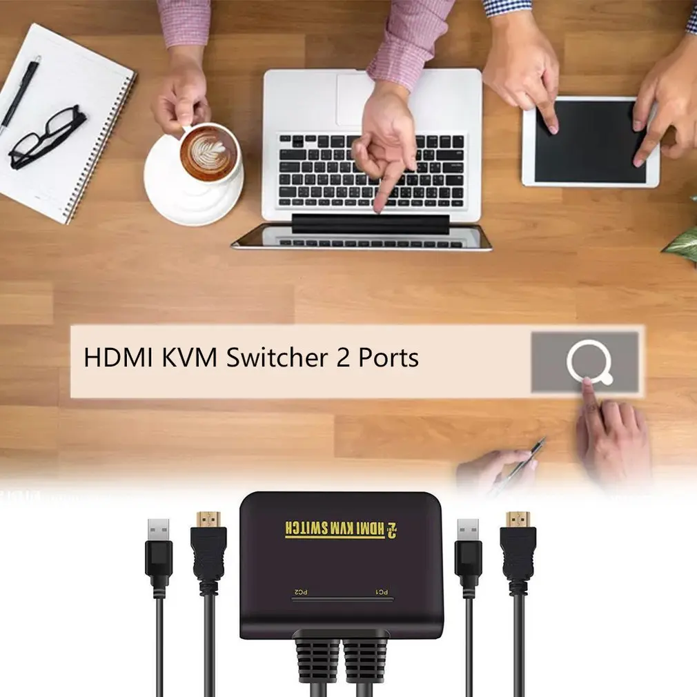 Практичный мини HDMI KVM переключатель 2 порта с кабелями для клавиатуры мышь монитор обмен высокая производительность