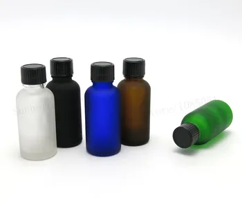 

12 X 30ml Frosted Glass Bottle With Black Plastic Cap,Essential Oil Cosmetic Package Container For Liquid Fragrance