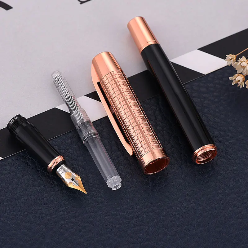 Модная розовая перьевая ручка золотого цвета Высококачественная металлическая деловая ручка изысканное офисное собрание подарочные ручки обучающие канцелярские принадлежности