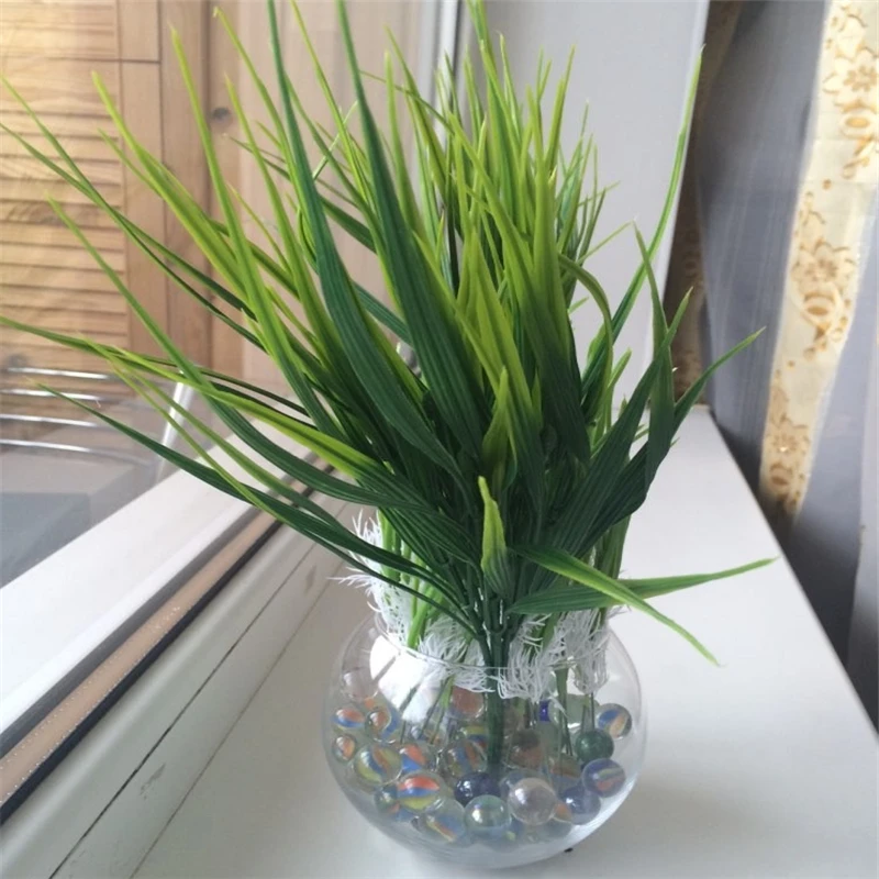 

1 PC Hot Sale New 7 fork Green Grass Artificial Flowers Plants Plastic Flowers Household Decoration Party Home Room Decor