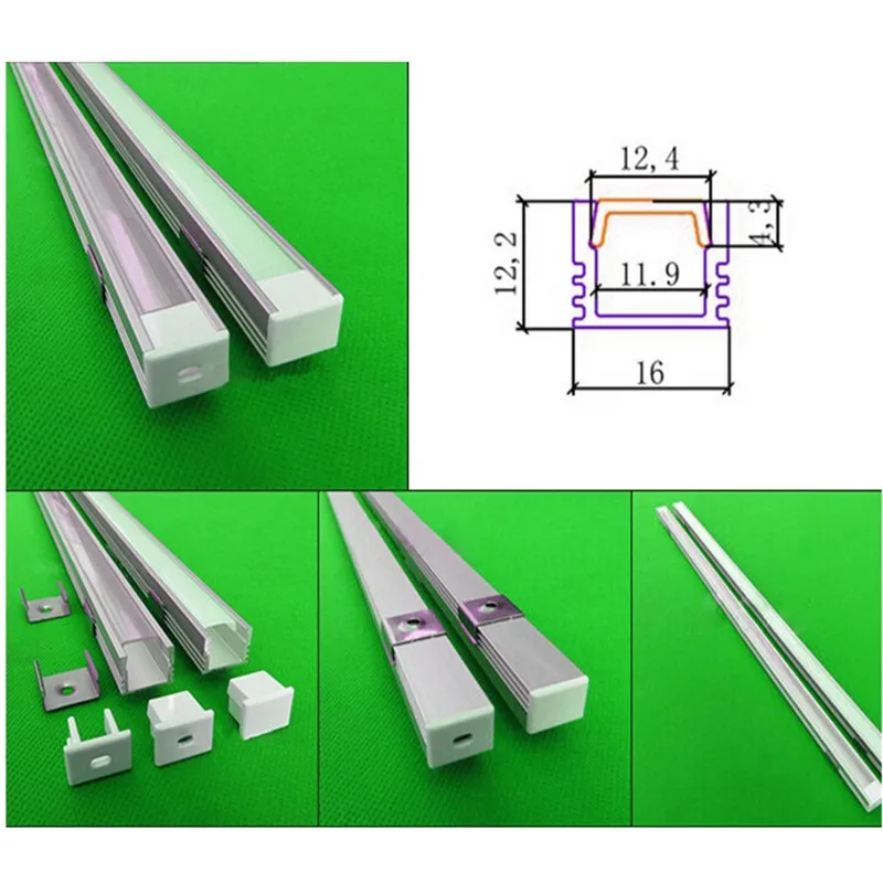 М 10x1 м алюминиевый профиль светодио дный для светодиодной ленты, лента светового канала с молочной/прозрачной крышкой мм для 12 мм pcb