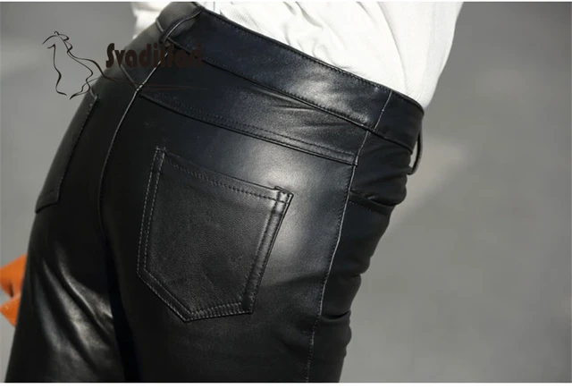 2021 New Real Leather Pants Female Sheep Skin Leggings Wear Feet