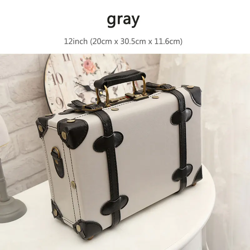 UNIWALKER 1" 13" дюймов, водонепроницаемый винтажный Чехол для багажника, сумка для багажа, маленький чехол для костюма, Цветочная декоративная коробка с ремешками для женщин - Цвет: 12 inch Light Gray