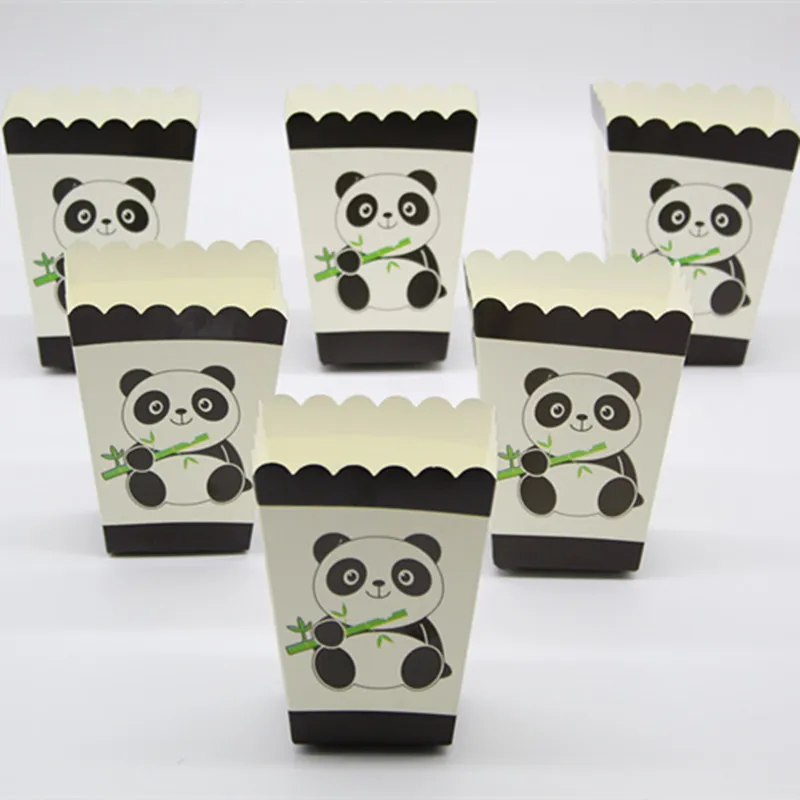 

Cartoon Panda Theme Baby Shower Birthday Party Decorations Kids Holiday Dishes Tableware 6-Pcs Popcorn Box Party Supplies