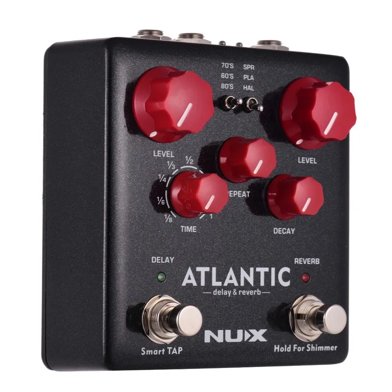 NUX Atlantic гитарная педаль реверберации с задержкой несколько эффектов 3 задержки пластины реверберации мерцающий эффект стерео звуковой усилитель для гитарных аксессуаров