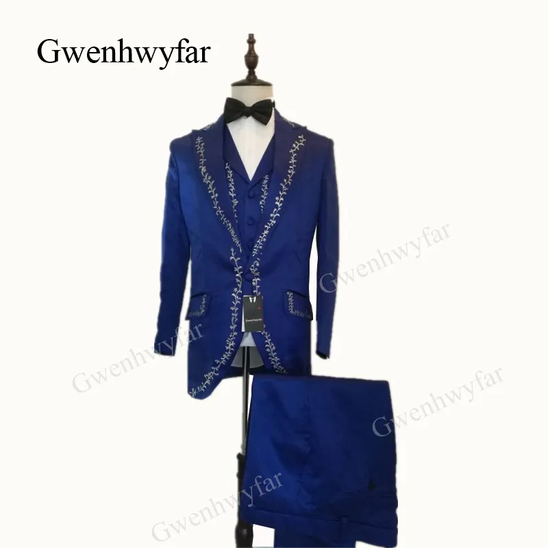 Flash Deal Gwenhwyfar Dark Brown Men Tuxedos Unique Patterns Lapel Blazer Pants Sets 2018 Wedding Groom Tuxedos Slim Fit Suit Groom Wear 8