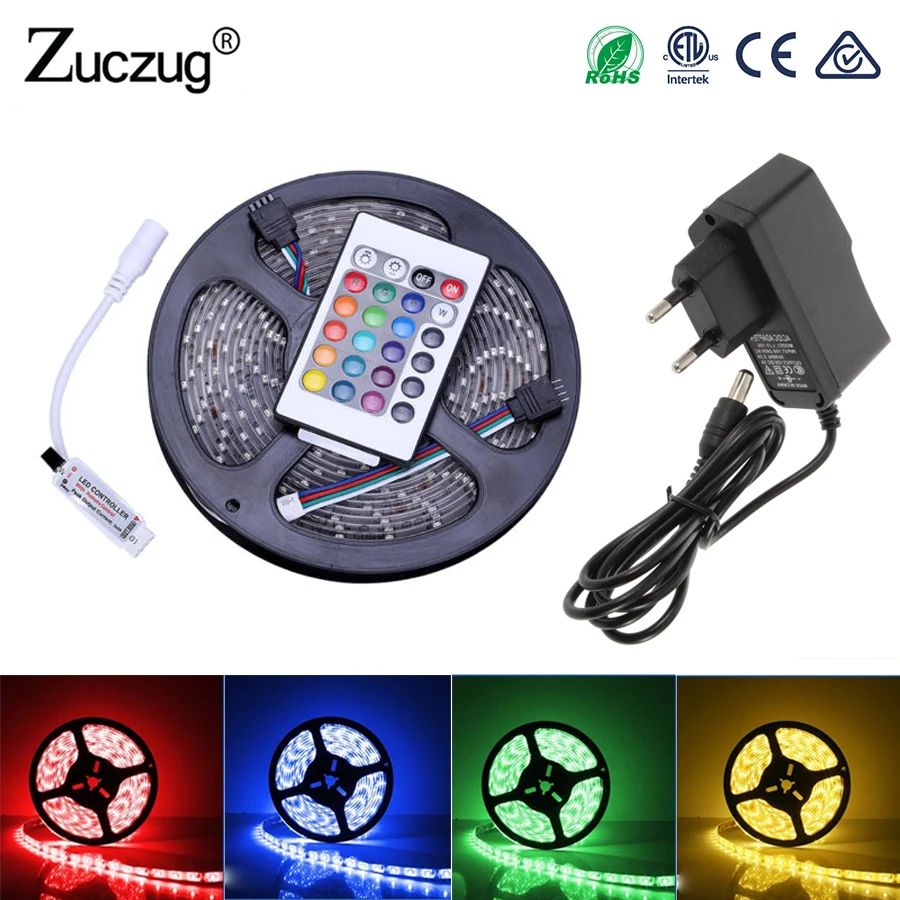 

12V LED RGB Strip light 2835 Waterproof Ledstrip 5M 60leds 12V LED Strips Light Flexible Tape Lamp Diode Amblight TV Backlight