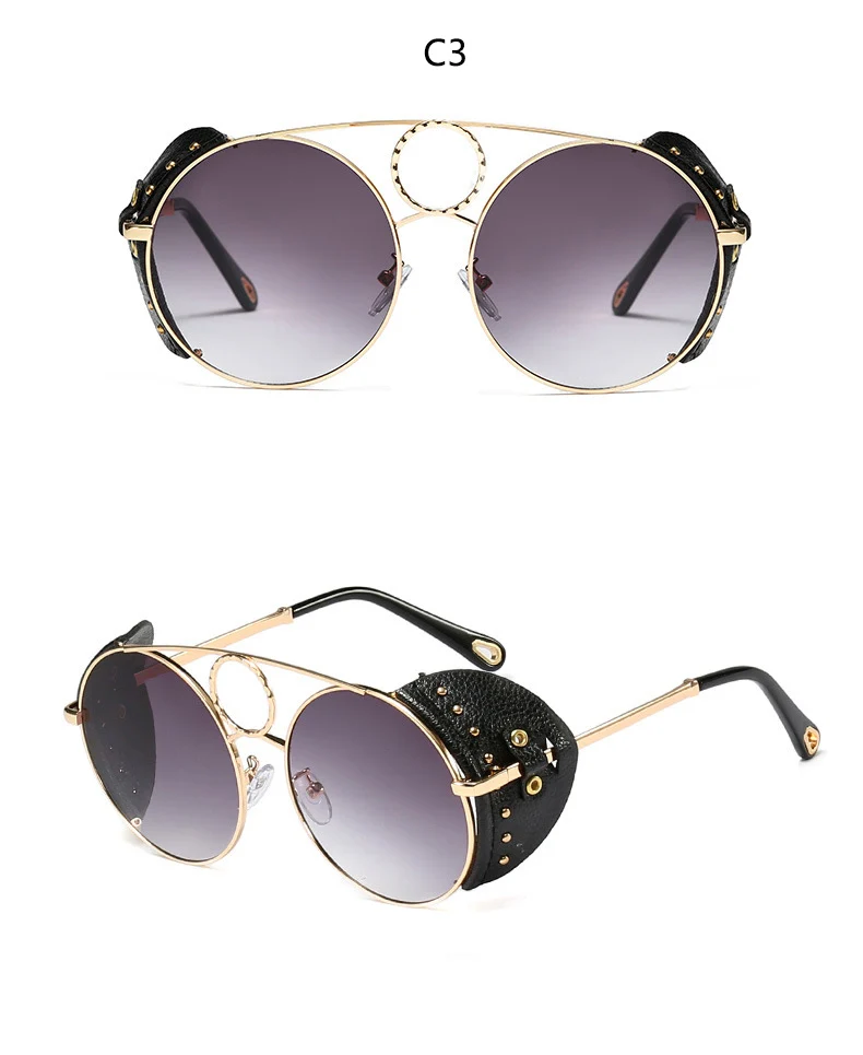 Готические дизайнерские Круглые Солнцезащитные очки для женщин модные роскошные большие очки негабаритных стимпанк Круглые Солнцезащитные очки Мужские Оттенки UV400