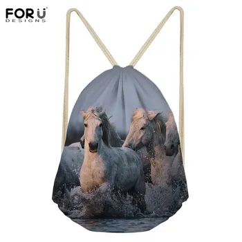

FORUDESIGNS Men's Backpack 2018 Drawstring Bags Crazy Horse Animal Printed Travel Mochila Casual Package Bags String Cinch Bag