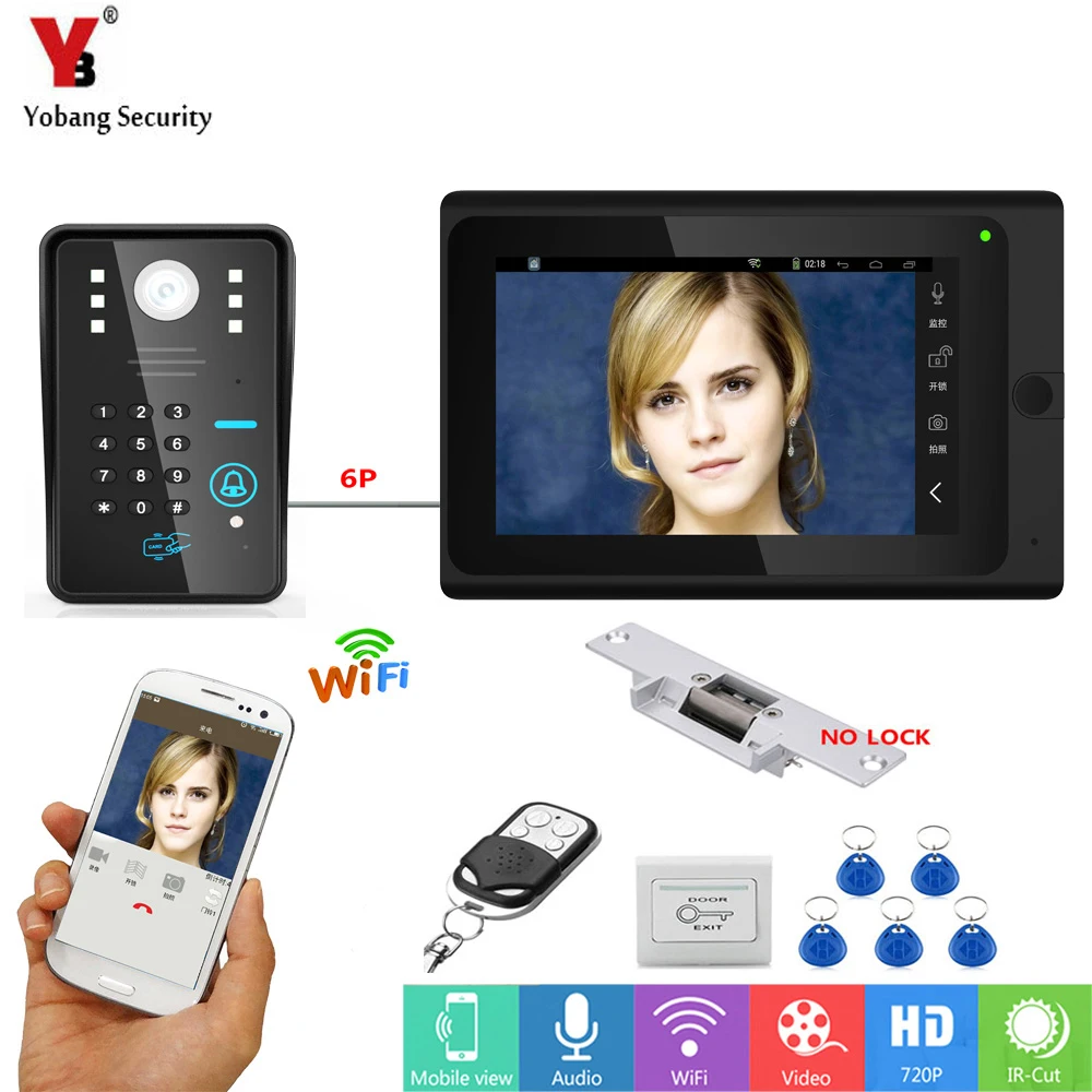 YobangSecurity Video Intercom 7 Inch Monitor Wifi Wireless Video Door Phone Doorbell KIT RFID Password+Door Lock+Power Supply YobangSecurity Video Intercom 7 Inch Monitor Wifi Wireless Video Door Phone Doorbell KIT RFID Password+Door Lock+Power Supply