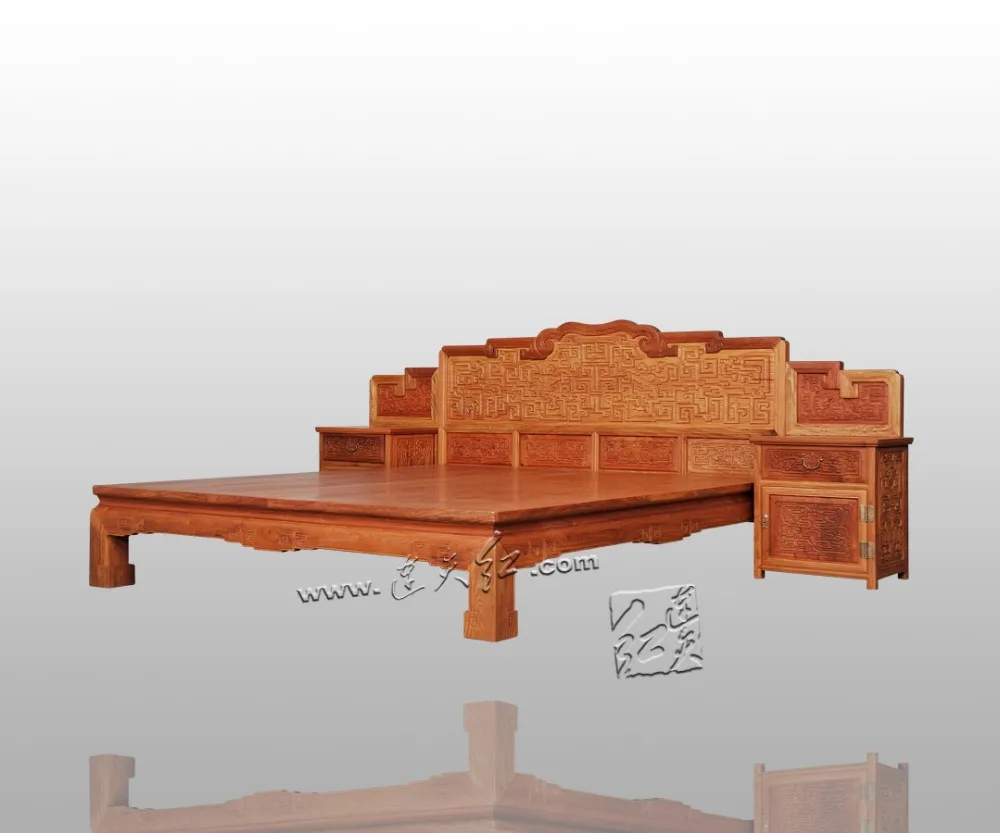 أثاث غرفة نوم 2*2.2 متر الملك و الملكة سرير مزدوج إطار الصلبة الخشب مصنع روزوود bedstock مع نايتستاندس كوي نمط سرير
