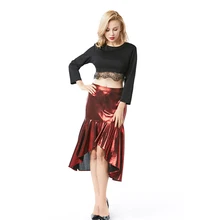 

2018 Plain Shinely Skirt Knee-Length Asymmetrical Hot Skirt Women Elegant Mid Waist Mermaid Skirt for Sexy & Club Party Holiday