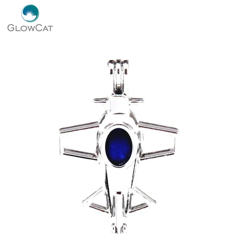 L502 5pcs/lot Bright Silver cute airplane Pearl Beads Cage Pendant Locket Fairytale Party Essential Oil Diffuser | Украшения и