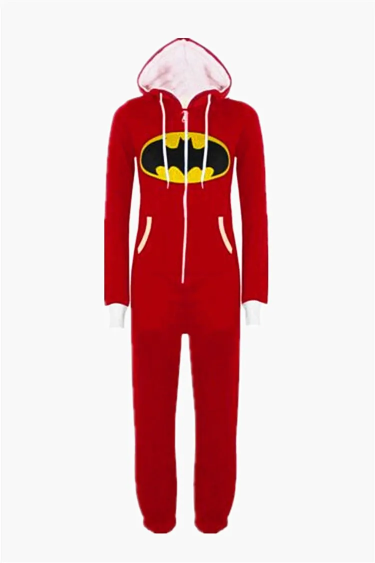 Аниме Пижама "Супермен" De Bichos супергерой бэтгёрл взрослый Onesie для женщин пара зима пижамы животных комплект черный синий пижамы - Цвет: Красный