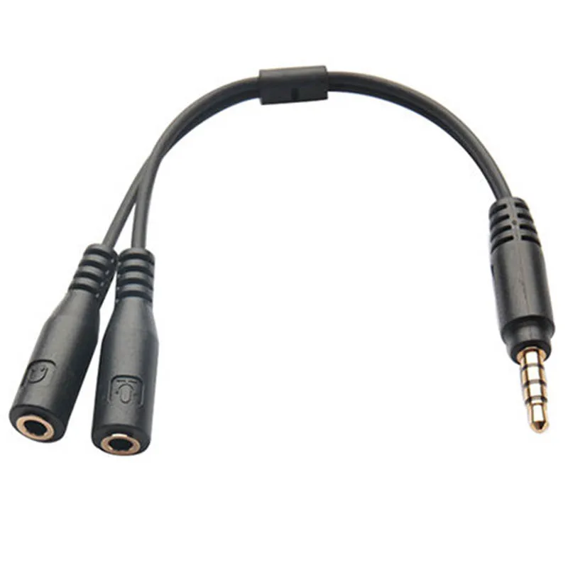 

New 3.5mm Male to 2 Female Y Splitter Audio Mic Adapter Cable Suitable For Headphone Smart Phone
