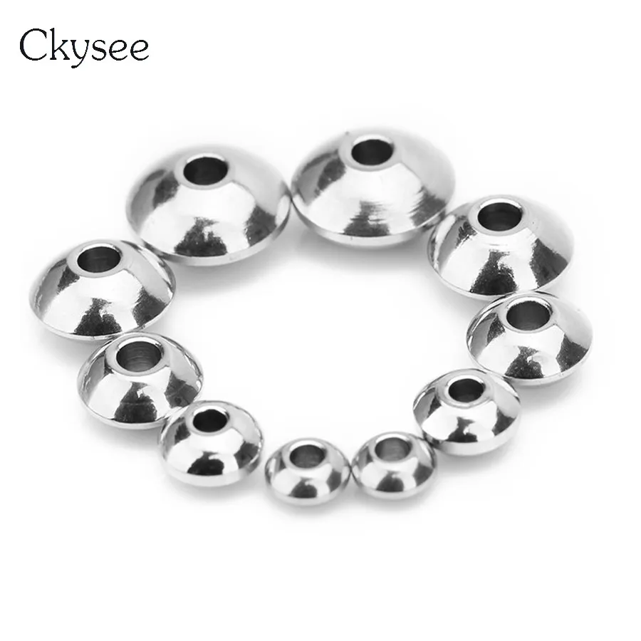 

Ckysee 50Pcs/lot 4X2.5X1.6mm UFO Shaped Stainless Steel Spacer Beads Silver Tone Abacus Metal Loose Beads Diy Handmade Jewelry
