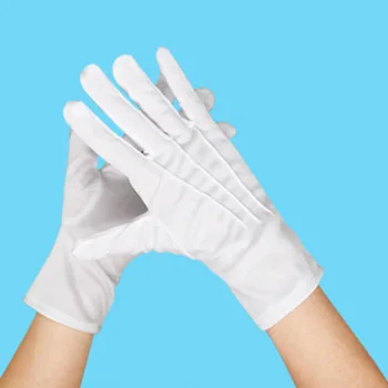 

1 Pair Classic White Safety Gloves Men Summer/Autumn Etiquette Well Stretch Gloves Dance White Elastic New Jewelry Safety Gloves