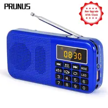 PRUNUS J-725 портативное мини-радио приемник Поддержка Двойной TF карты/AUX/Mp3 fm радио с будильником аварийное светодиодное освещение
