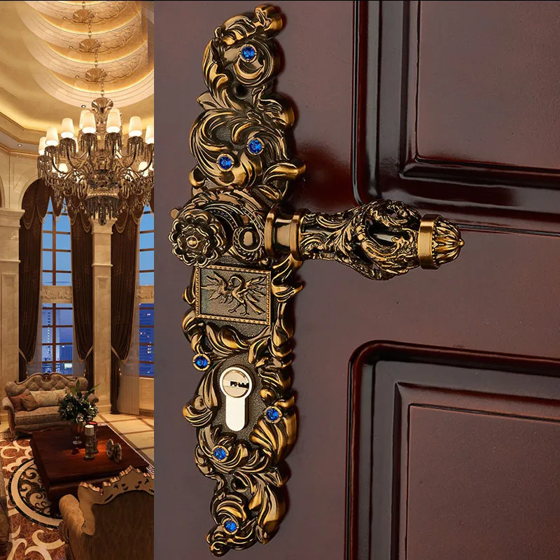 

COFFEE COLOR CLASSIC ZINC ALLOY DOOR LOCK HANDLE FOR WOODEN DOOR