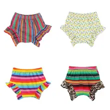 Kaiya Angel/Лидер продаж; полосатые радужные шорты с цветочным рисунком для малышей; летняя повседневная одежда с оборками для маленьких девочек; с фабрики