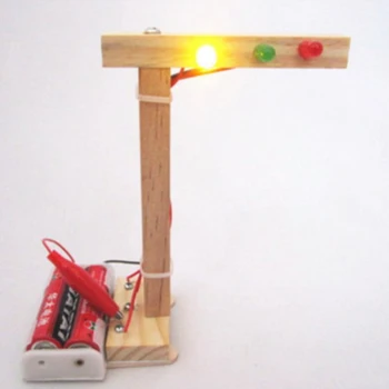 

Kids Science Experiment for Children Boys DIY Toys Mini Wooden Traffic Light Led Student Gizmo Learning Education Toys Gift