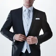 Красивый стиль жених смокинги пик нагрудные мужской костюм черный дружки / невесты свадьба / пром костюмы( куртка+ брюки+ галстук+ жилет