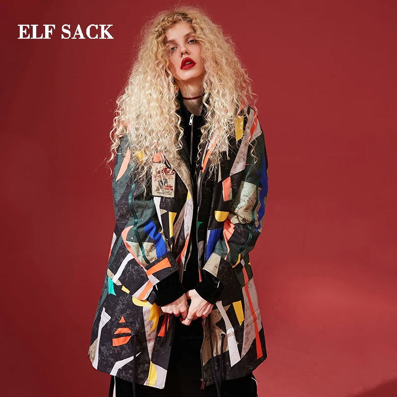 ELFSACK зима новинка модные большие размеры пуховики для женщин полный длинный