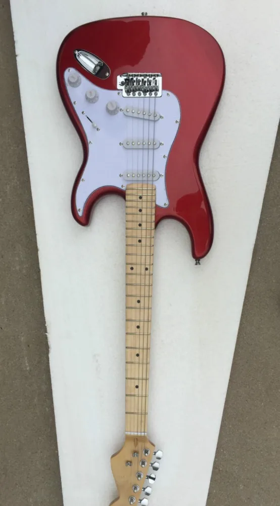 

High quality cheaper FDST-1027 red color white plate maple fretboard Stratocaster electric guitar, Free shipping