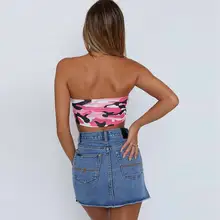 Женская мода оболочка сексуальный летний модный Камуфляжный принт кроп Топы женские короткие трубчатые топы спортивный уличный стиль Топ