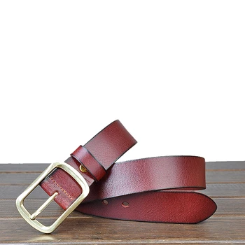 

new luxury leather belt men genuine leather belts for men brown color fashion designer cow skin buckle strap jean's straps