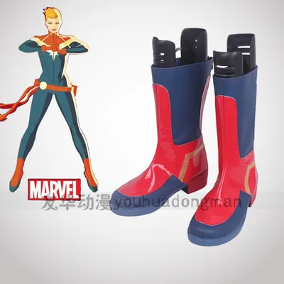 

2019 movie Captain Marvel women shoes hunter boots anime shoes Marvel Comics wonder woman High boots cosplay Halloween