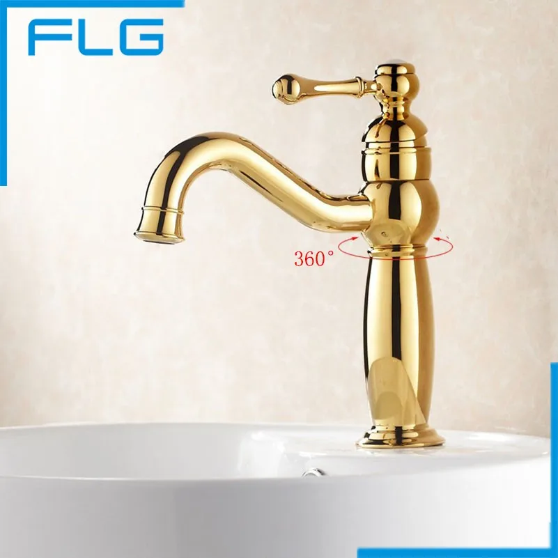 

Fashionable Tap Bathroom Gold Mixer Single Handle Single Hole Deck Mounted Bathroom Sink Faucet