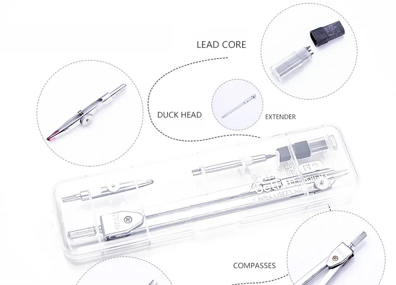 Deli Компас для студентов, металлический циркуль, математические геометрические инструменты, профессиональный компас, удлиняющая головка утки, инструменты для рисования