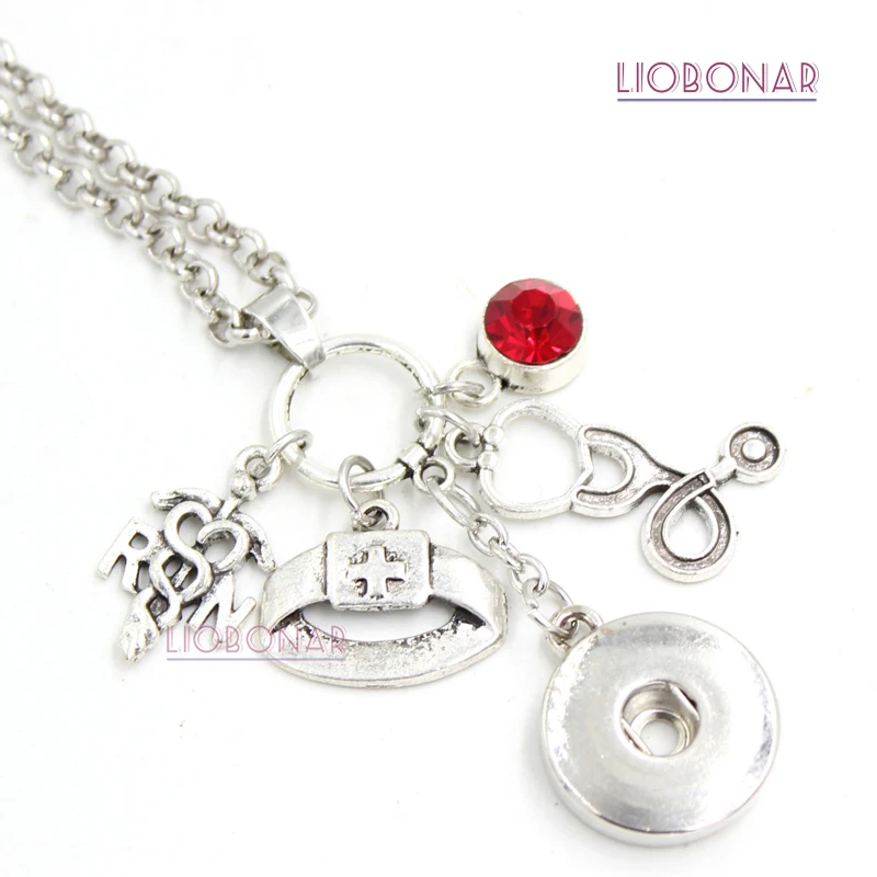 

1PC Interchangeable 18mm Snap Jewelry Nurse Necklace Medical Charms Snap Pendant Necklace for Nurse Gift Bijoux Collar