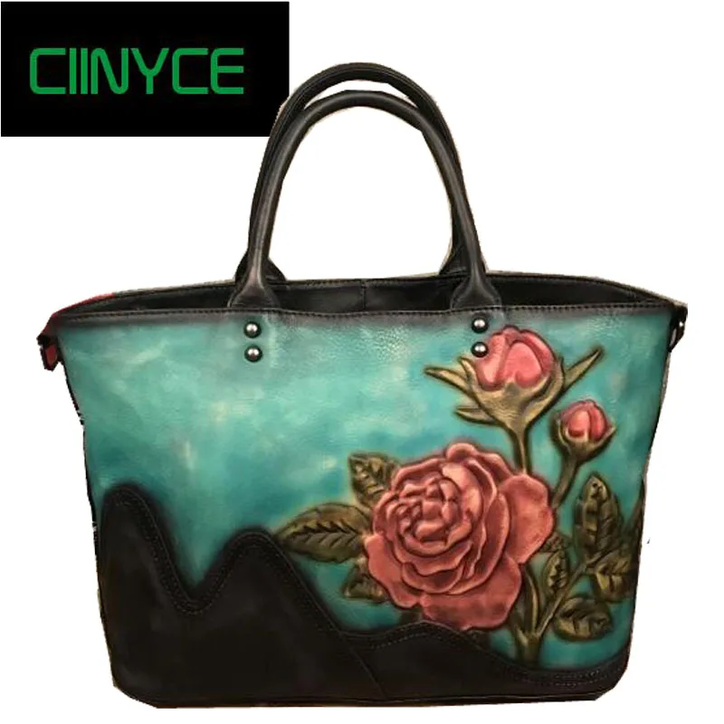 

Small Leather Bags 2018 New Style Women Handbags Handmade Genuine Cow Leather Shoulder Crossbody bags Flower