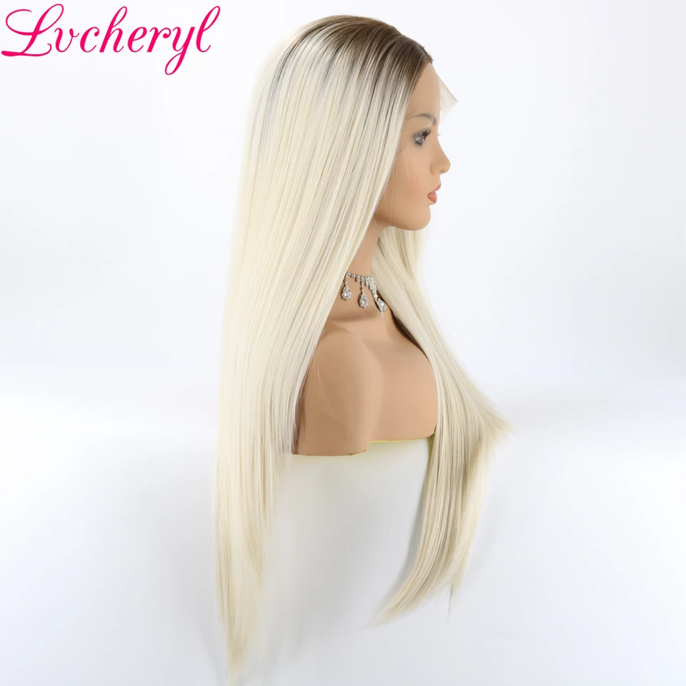 Lvcheryl Ombre Dark Brown Roots To Milky Blonde Natural Long Silky