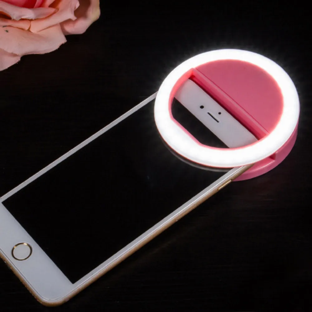 Селфи кольцо Зеркало Макияж чехол для телефона светодиодные вспышки до Android мобильный телефон крышка розовый/белый/черный