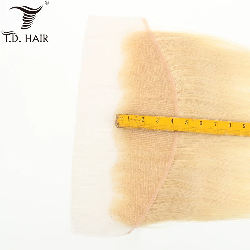 Русские волосы 613 прямые пучки с закрытием tdhair Remy блонд цвет волос 13*4 закрытием|3/4