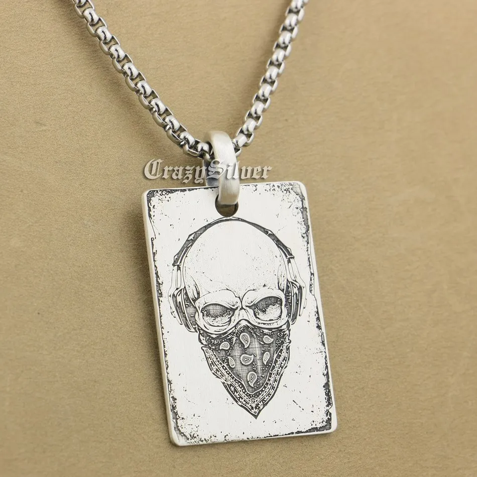 cheap High Detail Deep Engraved Customizable 925 Sterling Silver Skull
Dog Tag Mens Biker Rocker Punk Pendant 9X001 Steel Necklace 24\
RECOMMENDED TODAY Buy BUY Limited