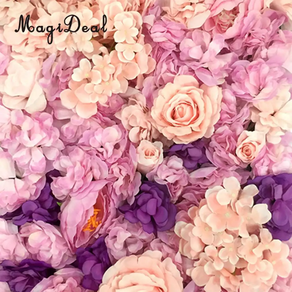 Romantic Artificial Flower Wall Panels Wedding Venue Roses Hydrangea Floral Decor Type A 5 Colors Choice	