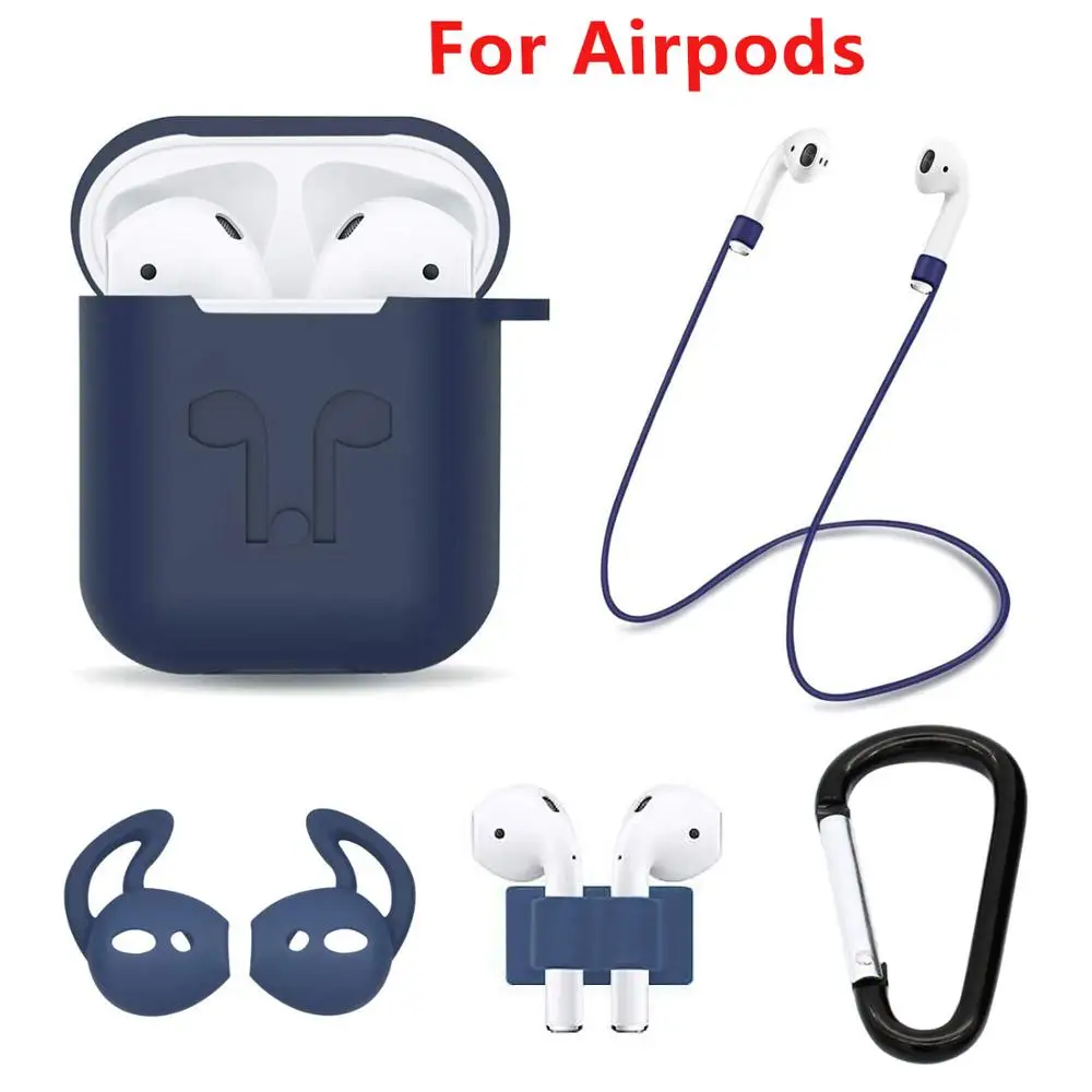 

Silicone Cover For Airpods Protective Case Wireless Bluetooth Earphones Earbud Accessories Protector Set Cute With Keychain