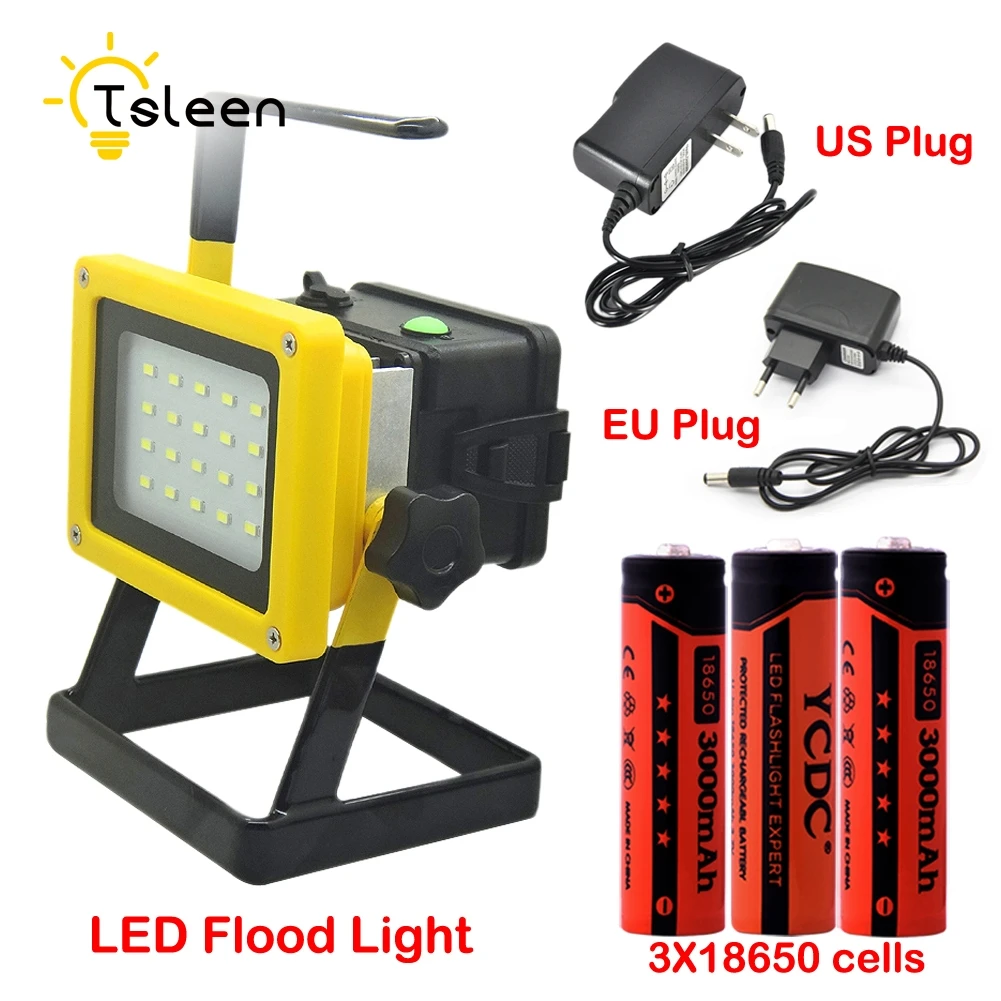 

TSLEEN LED Flood Light Floodlight IP65 Waterproof LED Spotlight Refletor LED Outdoor Lighting Gargen Lamp With 18650 Battery