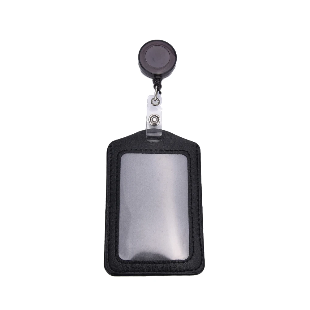 

1pcs Multi Colors Bank Credit Card Holders PU Card Bus ID Holders Identity Badge With Retractable Reel Color Randomly