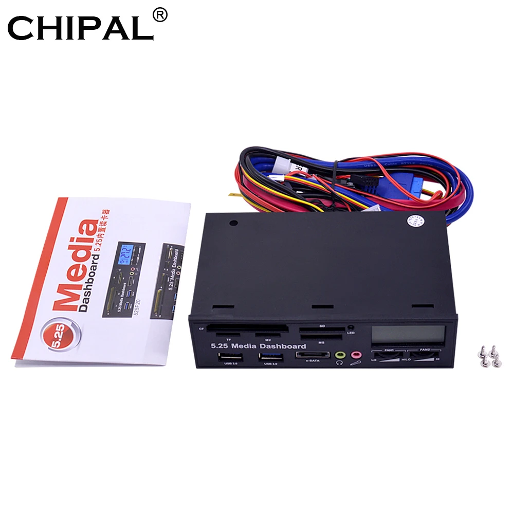 CHIPAL оригинальная посылка 5,2" Медиа панель 20Pin USB 3,0 Передняя панель 3,5 мм аудио e-SATA MS CF устройство для чтения карт SD TF для CD-ROM