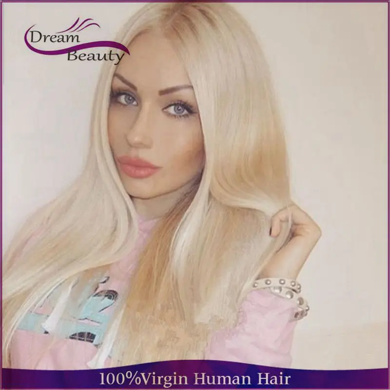 Top Quality Blonde Full Density Virgin Brazilian Thick Human Hair Wig Lace Cheap Front Glueless | Шиньоны и парики