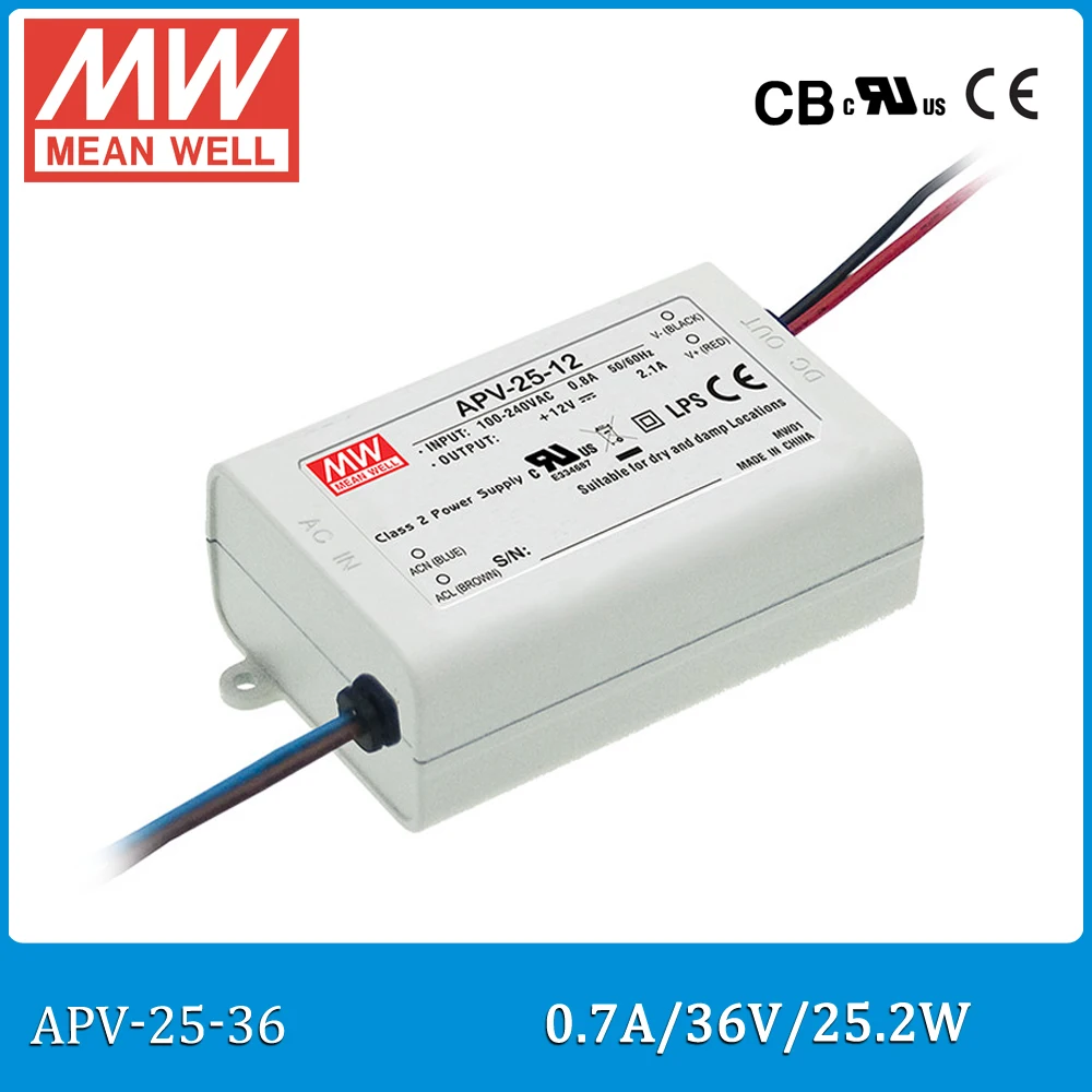 Original Meanwell Led drive APV 25 36 single output 25.2W 36V 0.7A