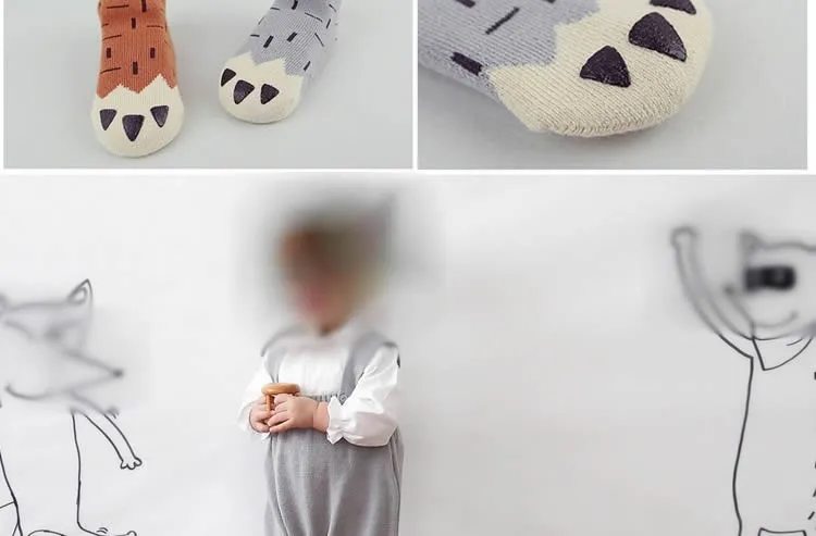 Высококачественные носки для малышей носки-тапочки для новорожденных Детские хлопковые носки для мальчиков и девочек 0-4 лет на осень-зиму