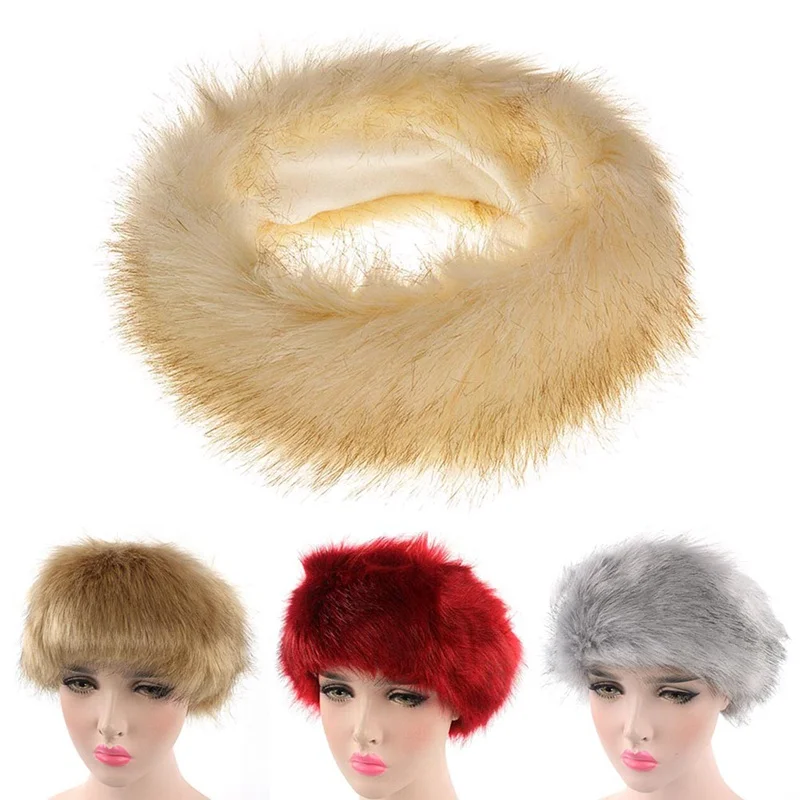LEOPARD FAUX FUR HEAD BAND TURBAN EAR MUFF WARMER HAIRBAND